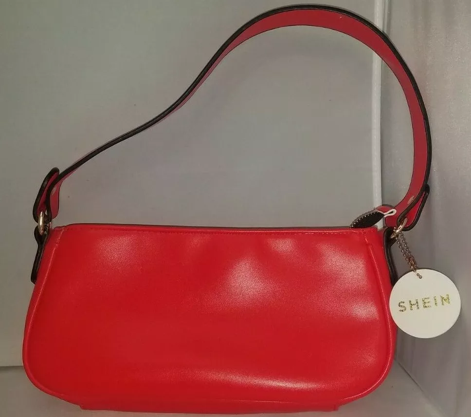 Shein bright red small clutch handbag purse with strap