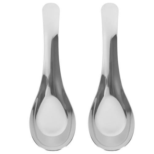 2 Pcs Stainless Steel Flat Spoon Silverware Serving Spoons Toddler