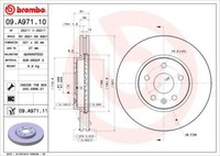 2X Brembo 09.A971.11 Bremsscheibe FüR Chevrolet Opel Saab