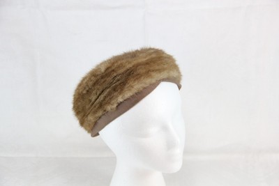 Pastel Mink Fur Pillbox Hat 