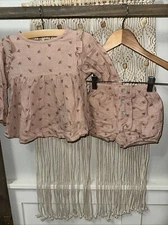 EUC! Rylee & Cru  Leaf Embroidered Piper Blouse & Bloomers 2-3Years