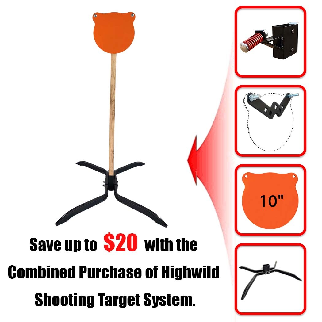 Highwild AR500 Steel Target Stand System -10"x3/8" Gong with 2x4 Stand Mount Kit