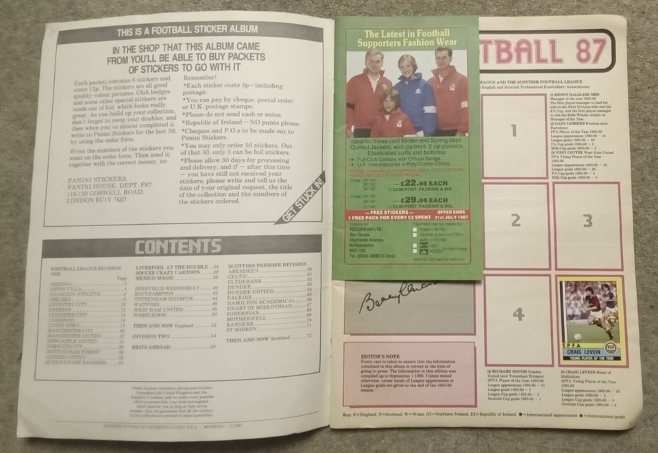 RARE VINTAGE PANINIS FOOTBALL 87 STICKER ALBUM eBay