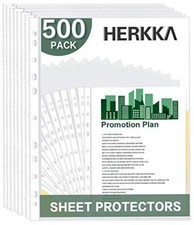 Sheet Protectors, HERKKA 500 Pack Sheet Protectors Holds 8.5 x 11 inch...