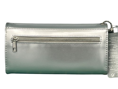 LARGE DISNEY MICKEY MOUSE SILVER WALLET & PHONE HOLDER SNAP CLOSURE WITH STRAP - Picture 2 of 5