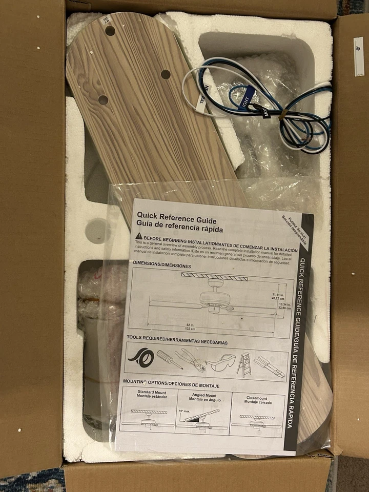 💥New Harbor Breeze Classic White Ceiling Fan 52in 0076888 3 Mount Reversible - Image 3 of 4