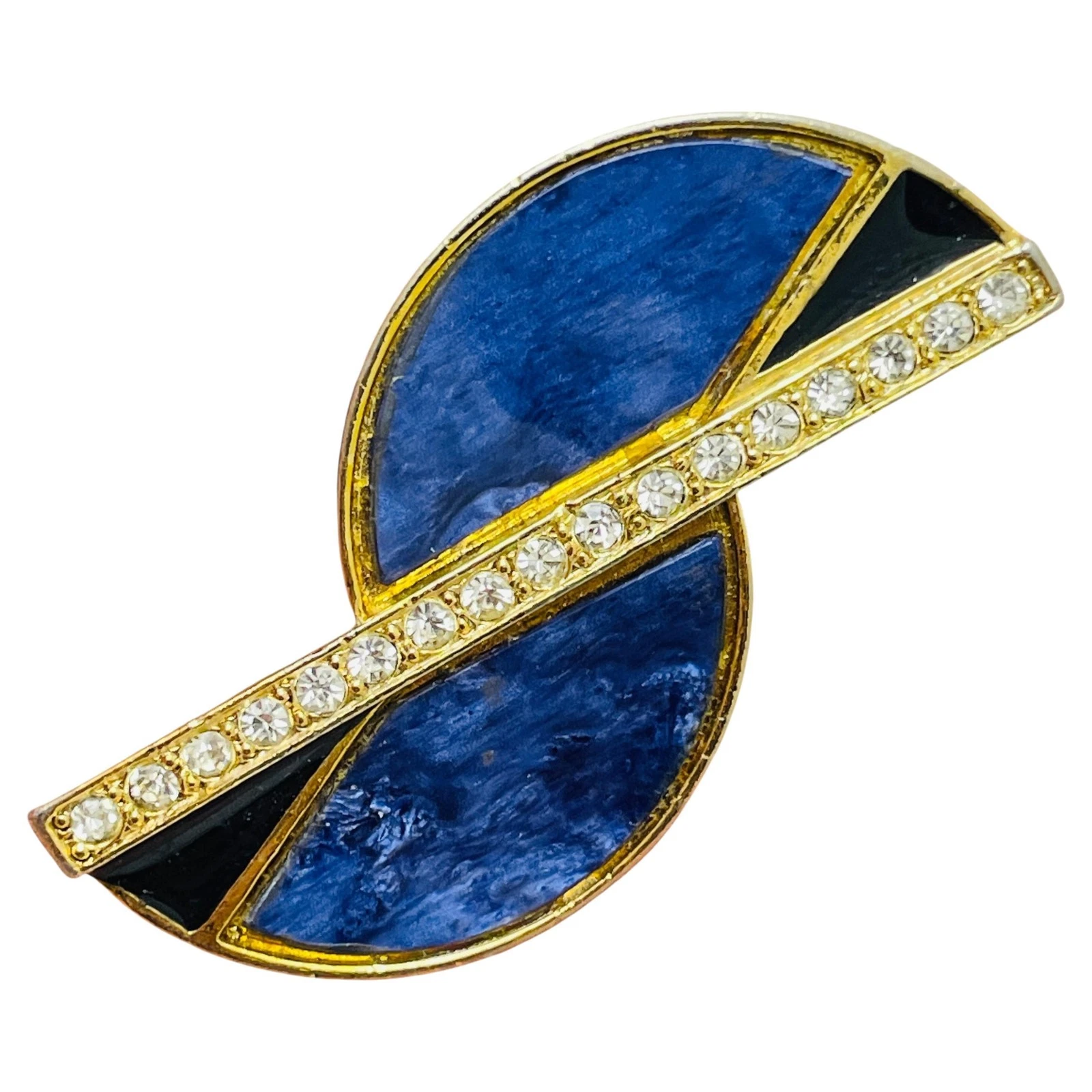 Vintage gold enamel modernist designer brooch