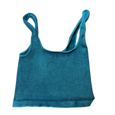 Free People Movement Ribbed Crop Tank Top XS/S Teal Blue Green Stretch New