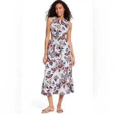 Rhode X Target Light Blue Floral Print Sleeveless Cut Out Midi Dress Size XXS