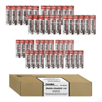 CAMELION Plus Alkaline 24x AA + 24x AAA Batterien Set
