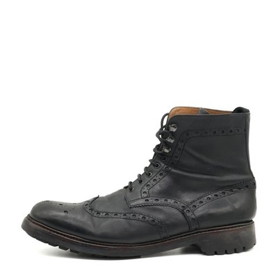 Grenson Herren Brogue Boot Stiefel Schwarz Leder Knöchelhoch Welt Boots EU 47,5