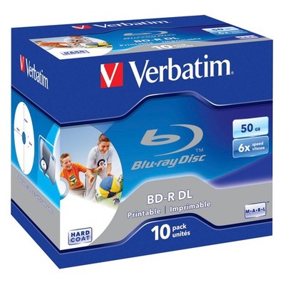 1x10 Verbatim BD-R Blu-Ray 50GB 6x Speed printable Jewel Case DVD Blu-ray 12cm