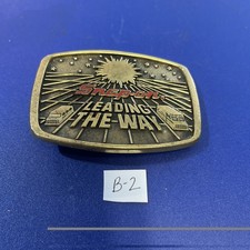 Vintage SNAP ON 1988 Solid Brass BELT BUCKLE "LEADING THE WAY"