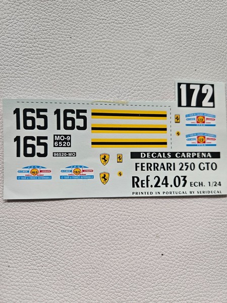 DECAL 1/24. FERRARI 250 GTO. 12º TOUR DE FRANCE 1963. Behra/Guichet