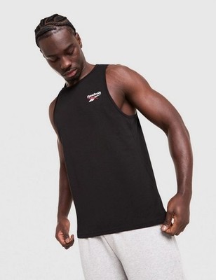 Reebok Herren Core Vest schwarz 100 % Baumwolle ärmellos Fitnessstudio Training Tank Top T-Shirt