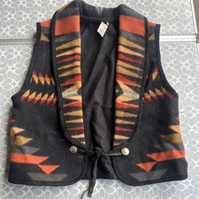 Vintage Pendleton Size Small Reversible Wool Vest Hippy Chic USA Aztec Native
