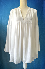 SHOW ME YOUR MUMU White Chiffon Blouse or Mini Dress Bell Sleeve Oversized XS