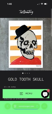 Tim Armstrong (Rancid) Gold Tooth Skull Signed & Numbered 116 Of 150 Official