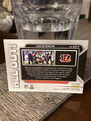2022 Joe Burrow Panini Prizm Football All Out Silver Prizm Insert #AO-2 Holo - Picture 5 of 6