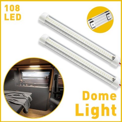 108 LED Interior Light Strip Bar Car Van Bus Caravan ON/OFF Switch Boat 1/2Set