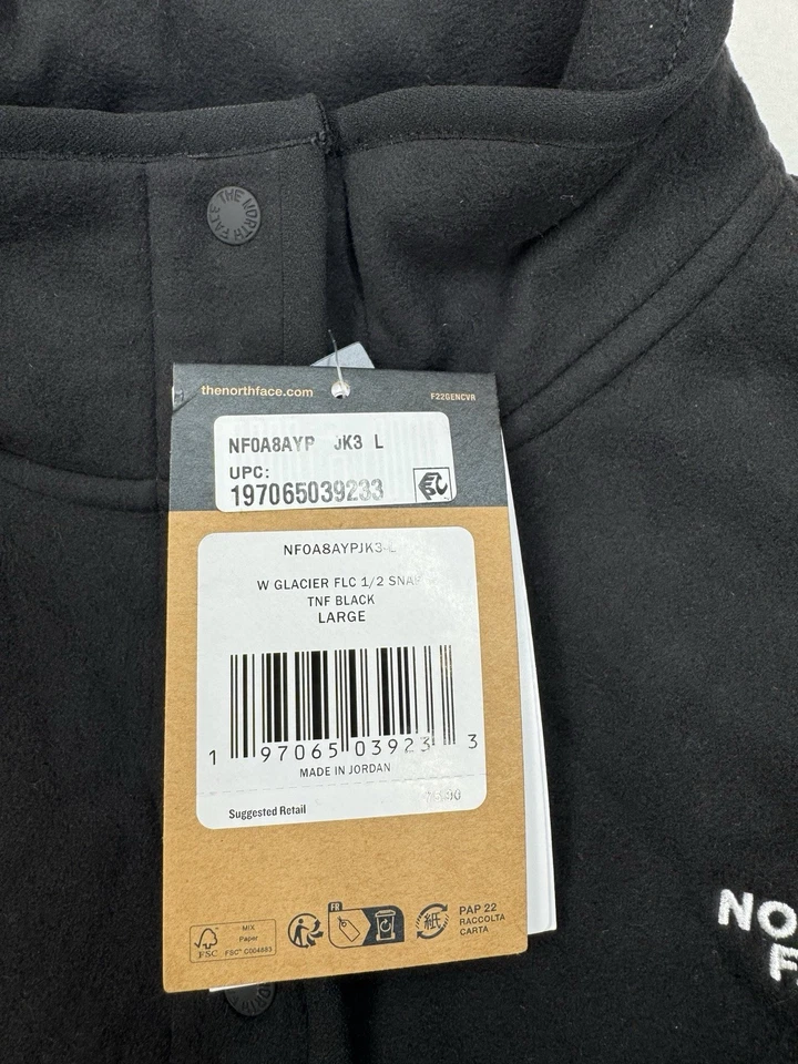 The North Face Women’s Glacier Fleece 1/2 Snap Pullover Black Large NWT - Image 3 of 4