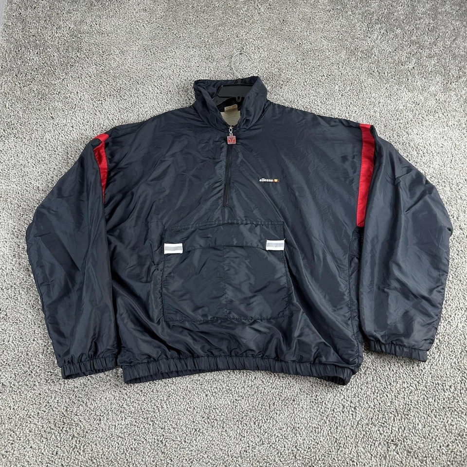 Chaqueta De Colección Ellesse Para Hombre Grande Negra Roja Reversible Anorak Cremallera Hecha en Italia Años 90 Foto 2 de 4