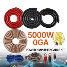 5000W 0 Ga Amp Kit Complete Amplifier Install Wiring Subwoofer Cables Rating Set