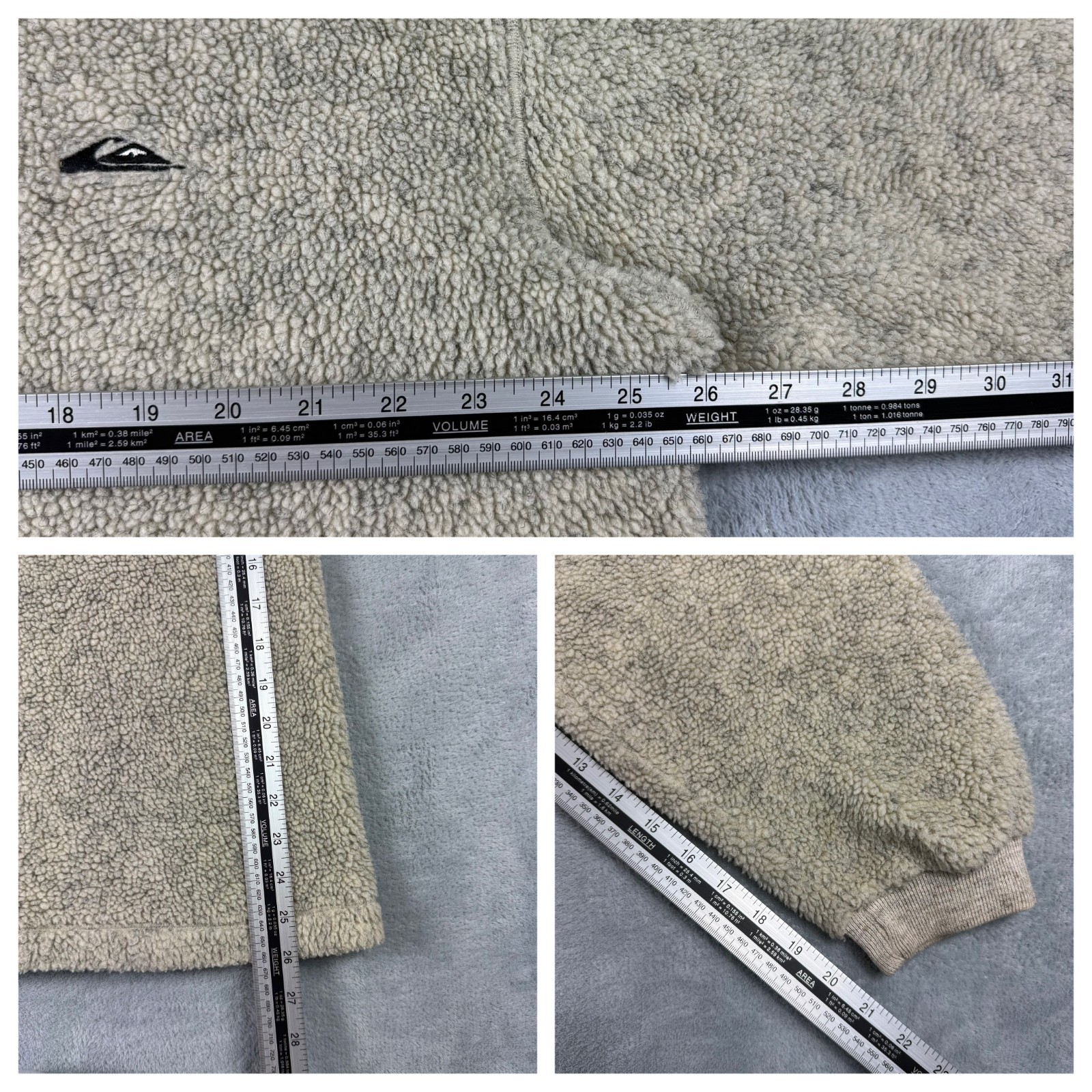 VTG Quiksilver 2000s Beige Marl Sherpa Fleece Oversized Large 1/4 Zip Sweatshirt image 5