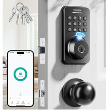 Ulecoce U68 Smart Door Lock Fingerprint Keypad App Auto-Lock Black Front Door