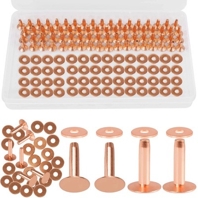 154Pcs Copper Rivets for Leather 12 Smooth Leather Rivets without Pattern