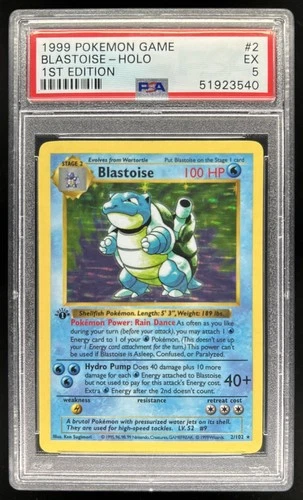1999 Pokemon 1st Edition Blastoise Shadowless Holo #2/102 PSA 5