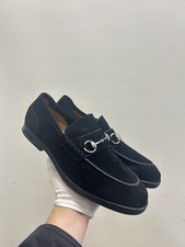 Gucci Jordaan Horsebit Black Suede Gum Sole Boat Loafers, Size 10 UK 11 US GL65