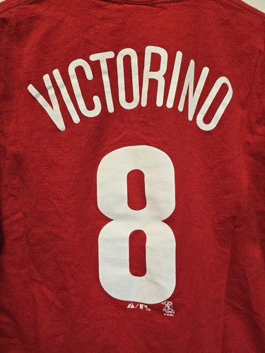 Philadelphia Phillies Shane Victorino T Shirt L MLB Baseball Majestic - Picture 4 of 7