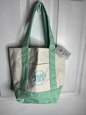 GREEN Pastel Trader Joe’s Mini Canvas Tote Bag NEW Reusable Limited Edition NWT✅