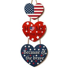 4th of July Decorations Patriotic Door Sign, Flag Heart Hanging Wreath, Patri...