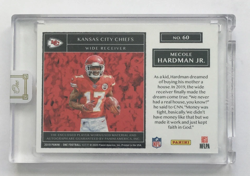 2019 Panini One Mecole Hardman Jr. Rookie RC Quad Relic Auto RPA /75 Chiefs - Image 2 of 2