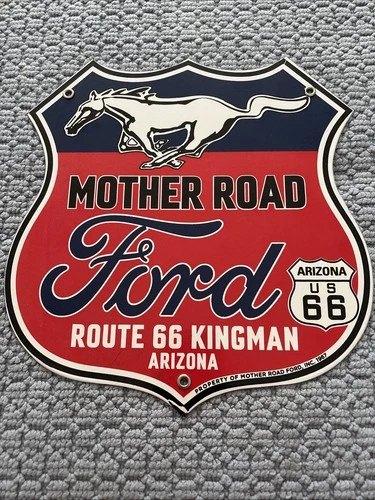 1967 VINTAGE ''FORD US 66 '' 12X11 INCH PORCELAIN DEALER SIGN. With Grommets!