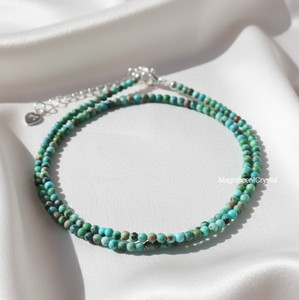 2mm Natural Turquoise Beads Choker Minimalist Dainty Healing Necklace Protection