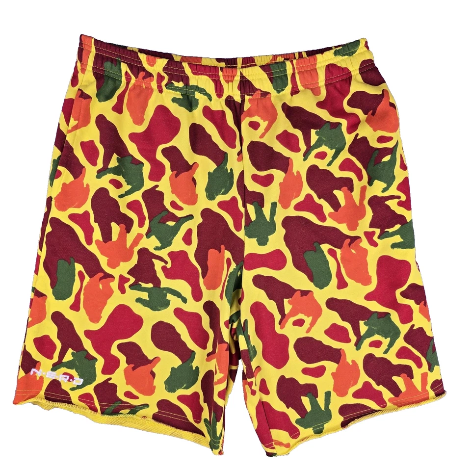 Pantalones Cortos Adidas NERD Para Hombre Grandes Amarillo Rojo Verde Camuflaje Cordón DG8623 Hip Hop Foto 3 de 4