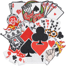 15PCS Play Cards Iron on Patches, Suit Casino Ace Joker Embroidered Iron on Badg