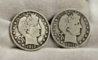 1911, 1912 US Barber Silver Half 50c Ave Circ