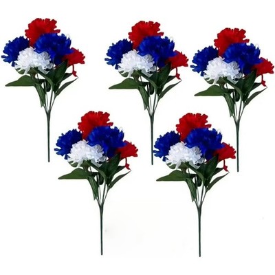 5 Packs Cemetery Flowers for Grave Artificial Red  White Lilac Patriotic4098