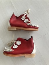Kinder Schuhe Vintage Bummi DDR VEB Banner Ostalgie Leder rot Wei&szlig; Halbschuh 12