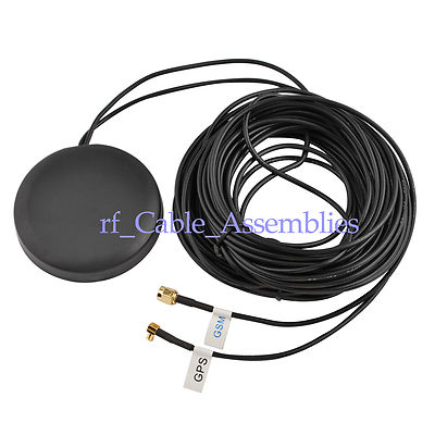 Amplified Remote GPS+GSM Combined Antenna SMA + MCX Male 3m cable