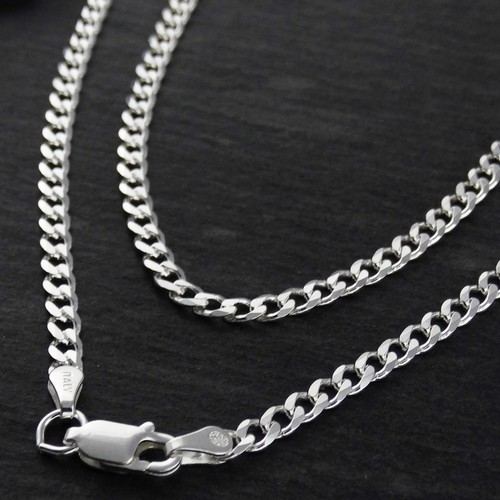 3.1mm Curb Chain Necklace - 925 Sterling Silver - 080 Italy 16"- 30" Italian - Picture 2 of 10
