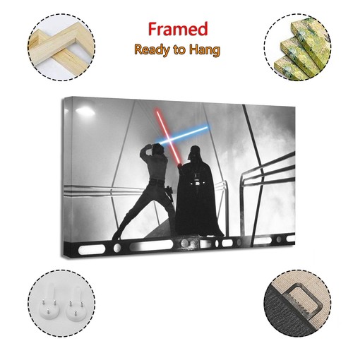 Black White Luke Skywalker - Darth Vader Canvas art Wall Painting Poster Print - Picture 11 of 11