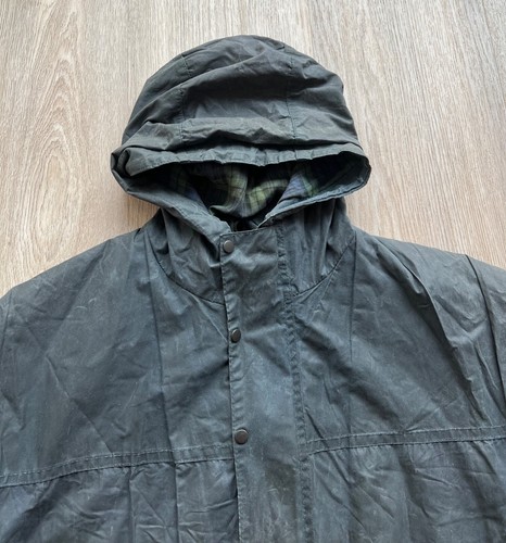 Vintage Barbour Durham Navy Blue Waxed Jacket A6 C42/107cm - Picture 9 of 20