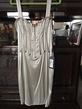NWT! D&G  DOLCE GABBANA CORSET STRETCH SILK SILVER TONE SATIN WOMEN DRESSES