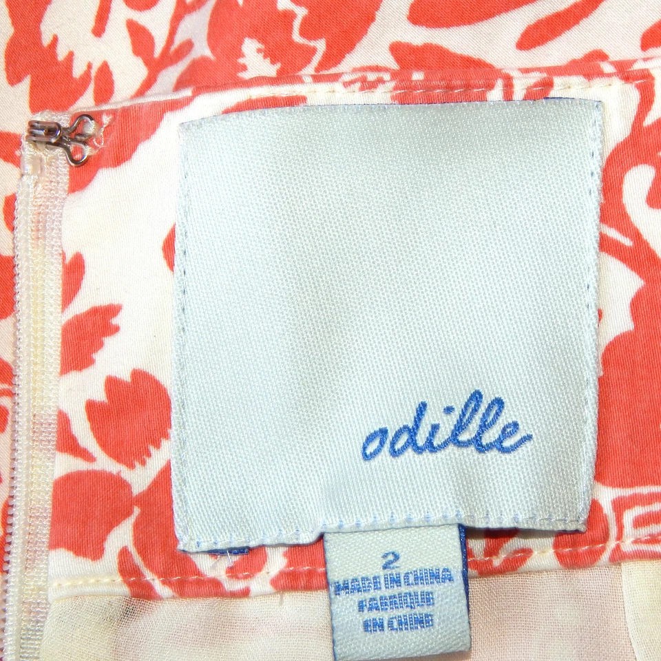 Falda delantera plisada mariposas florales crema melocotón Odille Anthropologie talla 2 Foto 4 de 4