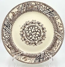 ANTIQUE WEDGWOOD AESTHETIC MOVEMENT 9 3/8" LUNCH PLATE, MELTON, BROWN, c1887